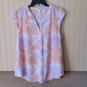 Candies blouse XXL purple pink white sheer